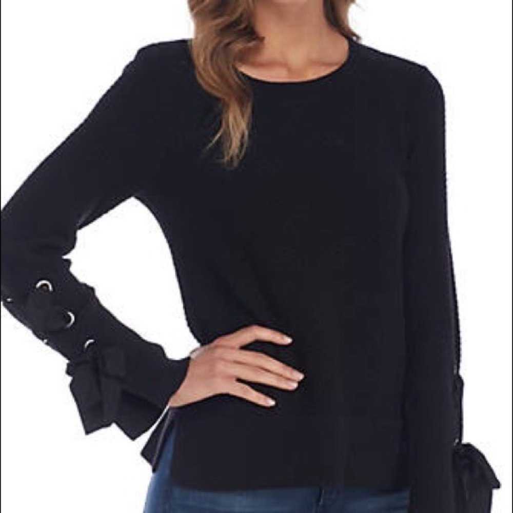 ❤️NWT Kaari Blue gray mix stitch crew neck sweater M